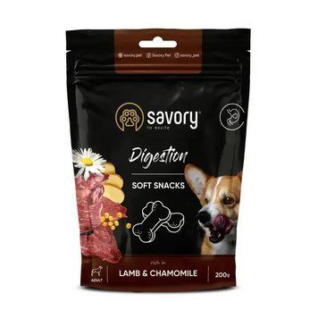 М'які ласощі для собак Savory для поліпшення травлення 200 г (ягня і ромашка) 31348 фото